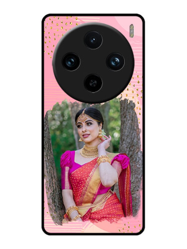 Custom Vivo X100 Pro 5G Custom Glass Phone Case - Gold Glitter Splash Design