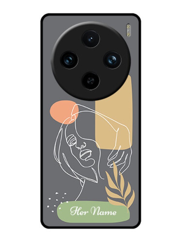 Custom Vivo X100 Pro 5G Custom Glass Phone Case - Gazing Woman Line Art Design
