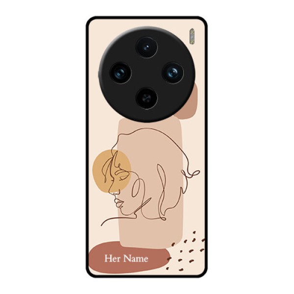Vivo X100 Pro 5G Custom Glass Phone Case - Calm Woman Line Art Design