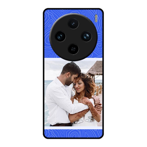 Vivo X100 Pro 5G Custom Glass Phone Case - Curved Line Art With Blue And White Design Vivo X100 Pro 5G Custom Glass Phone Case - Curved Line Art With Blue And White Design