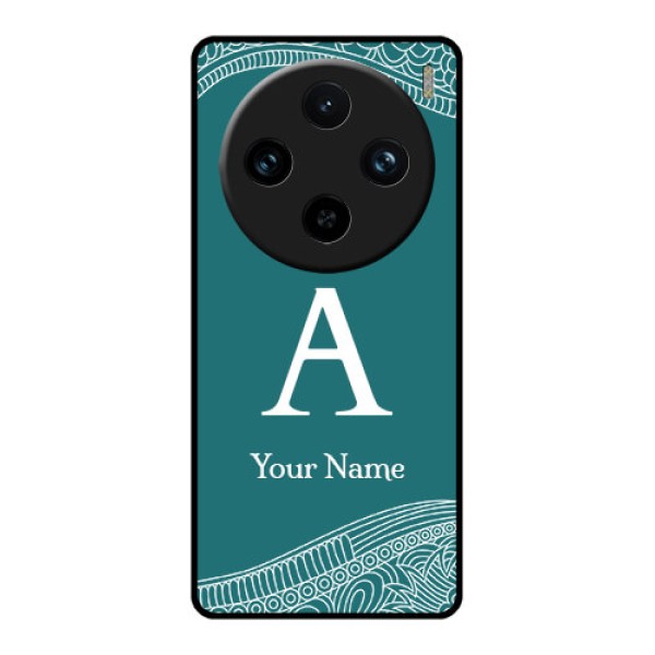 Vivo X100 Pro 5G Custom Glass Phone Case - Line Art Pattern With Custom Name Design Vivo X100 Pro 5G Custom Glass Phone Case - Line Art Pattern With Custom Name Design