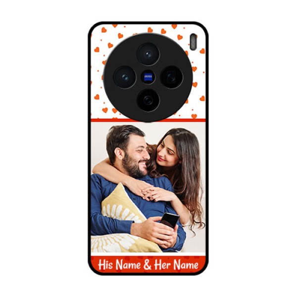 Vivo X200 5G Custom Glass Phone CaseOrange Love Symbol Design