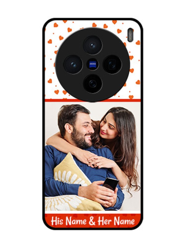 Custom Vivo X200 5G Custom Glass Phone CaseOrange Love Symbol Design