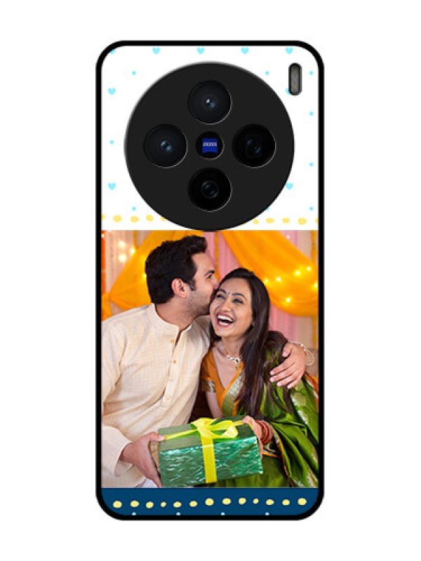 Custom Vivo X200 5G Custom Glass Phone CaseWhite And Blue Abstract Design