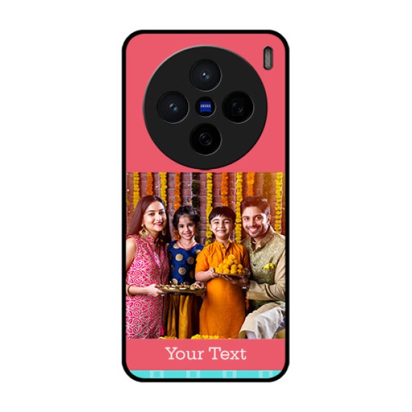 Vivo X200 5G Custom Glass Phone CasePeach and Blue Color Design