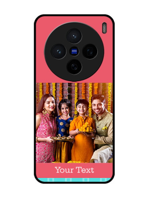 Custom Vivo X200 5G Custom Glass Phone CasePeach and Blue Color Design