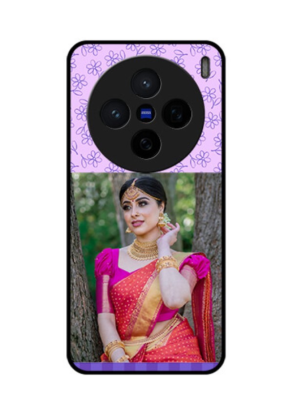 Vivo X200 5G Custom Glass Phone CasePurple Floral Design