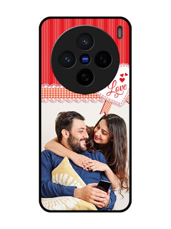 Custom Vivo X200 5G Custom Glass Phone CaseRed Love Pattern Design