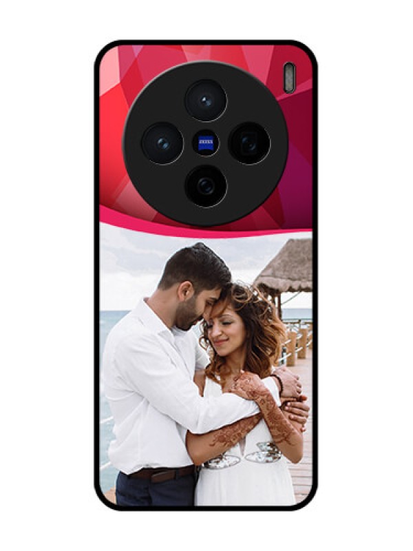 Custom Vivo X200 5G Custom Glass Phone CaseRed Abstract Design