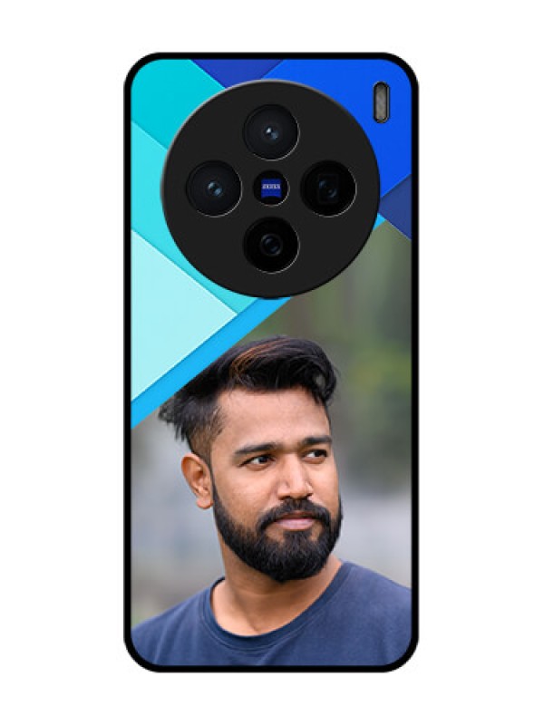 Custom Vivo X200 5G Custom Glass Phone CaseBlue Pattern Design