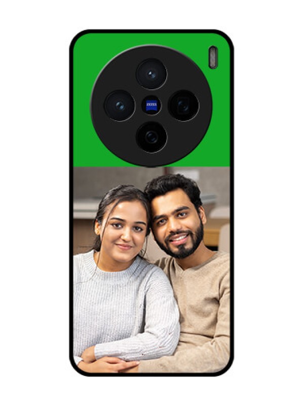 Custom Vivo X200 5G Custom Glass Phone CaseGreen Pattern Design