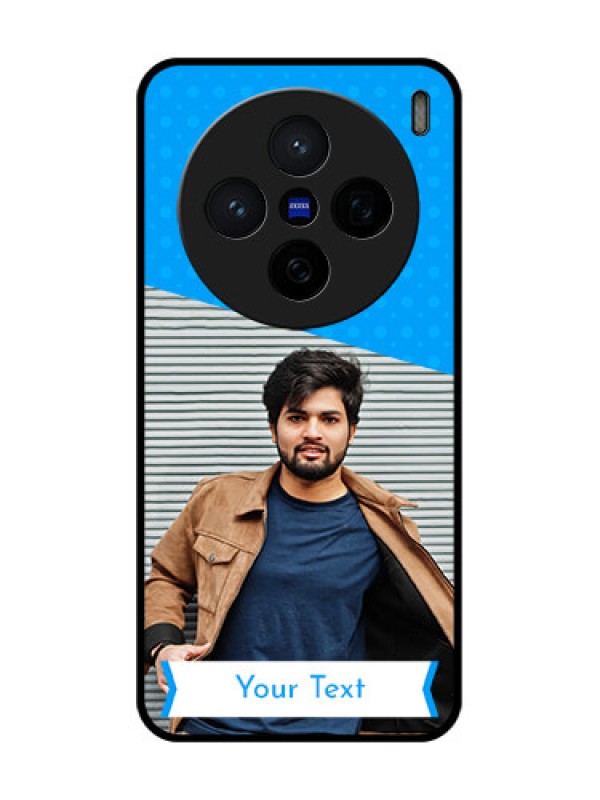 Custom Vivo X200 5G Custom Glass Phone CaseSimple Blue Color Design