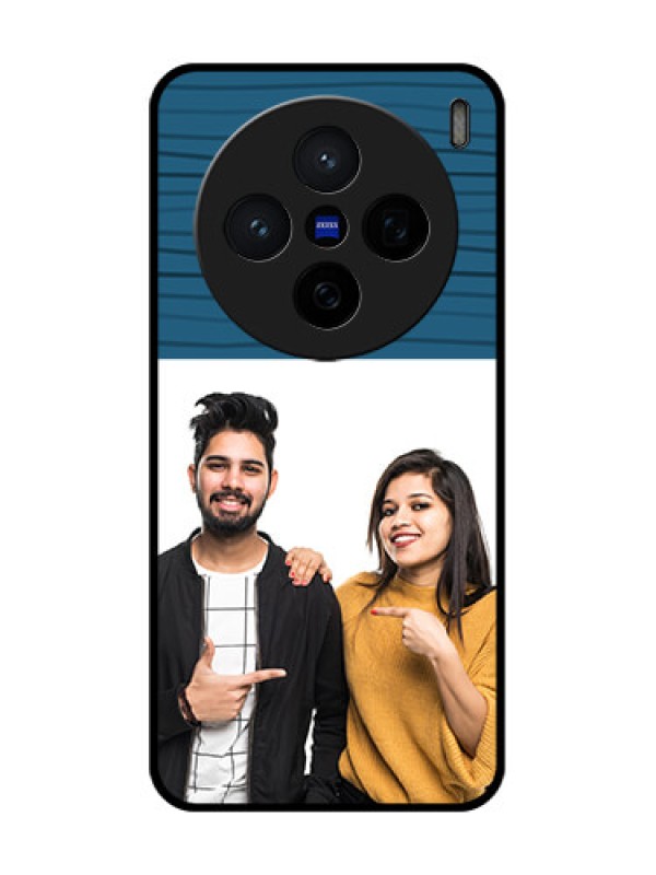 Custom Vivo X200 5G Custom Glass Phone CaseBlue Pattern Cover Design