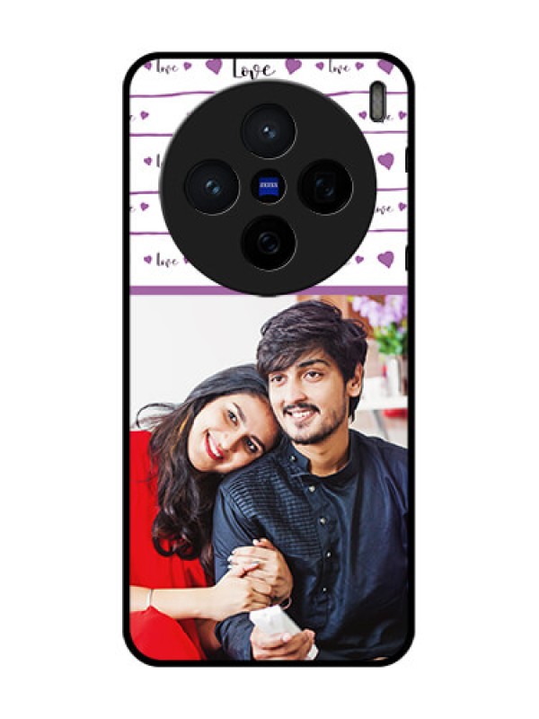 Custom Vivo X200 5G Custom Glass Phone CaseCouples Heart Design