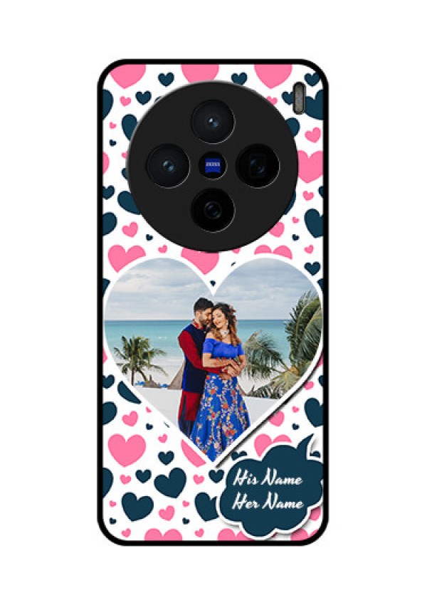 Vivo X200 5G Custom Glass Phone CasePink and Blue Heart Design