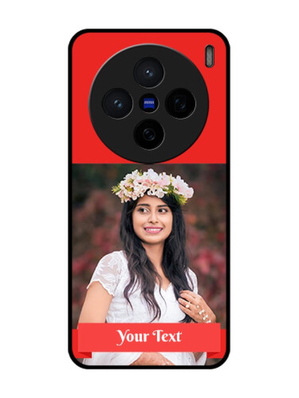 Custom Vivo X200 5G Custom Glass Phone CaseSimple Red Color Design