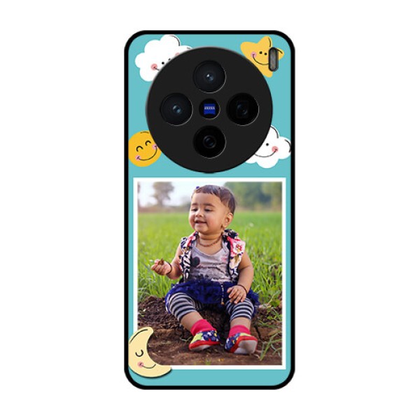 Vivo X200 5G Custom Glass Phone CaseSmiley Kids Stars Design