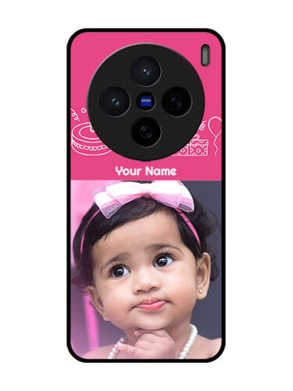 Custom Vivo X200 5G Custom Glass Phone CaseWith Birthday Line Art Design