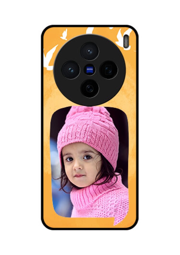 Vivo X200 5G Custom Glass Phone CaseWater Color Design With Bird Icons