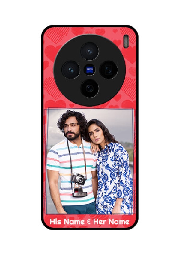 Vivo X200 5G Custom Glass Phone CaseWith Red Heart Symbols Design