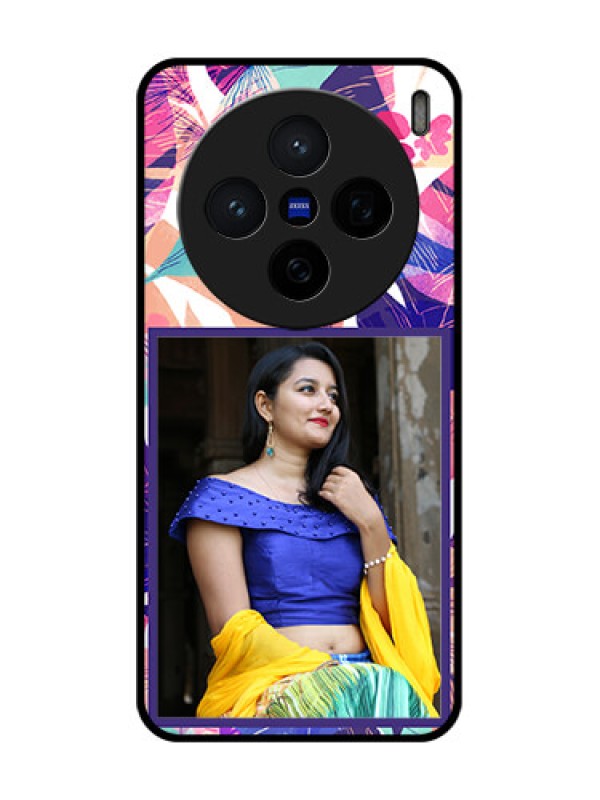 Custom Vivo X200 5G Custom Glass Phone CaseAbstract Floral Design