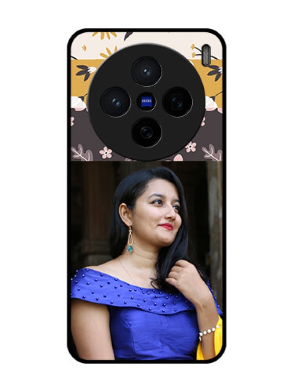 Custom Vivo X200 5G Custom Glass Phone CaseStylish Floral Design