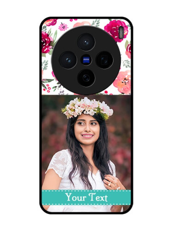 Custom Vivo X200 5G Custom Glass Phone CaseWater Colors Floral Design