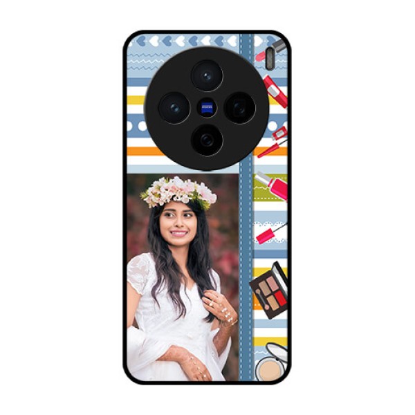 Vivo X200 5G Custom Glass Phone CaseMakeup Icons Design