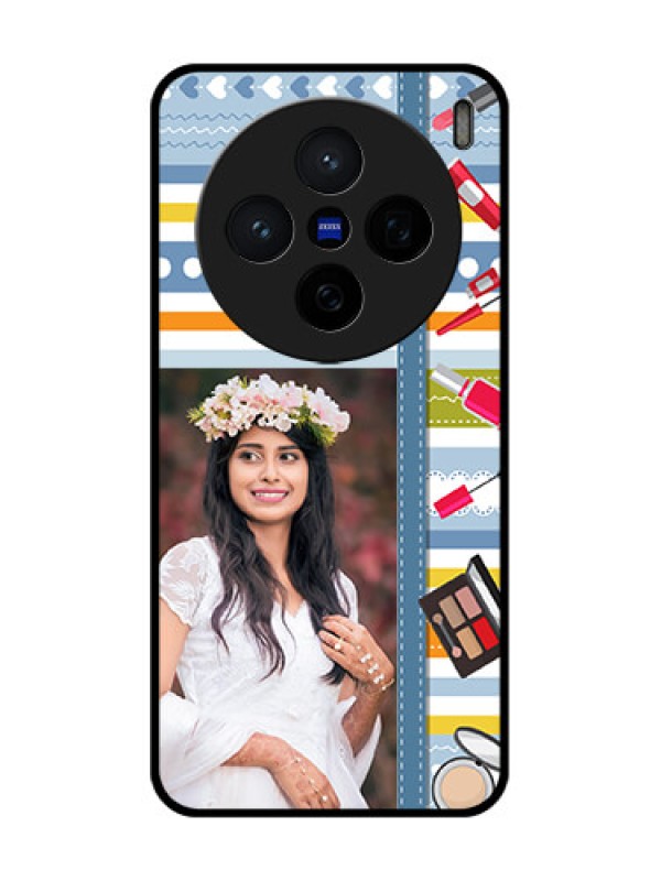 Custom Vivo X200 5G Custom Glass Phone CaseMakeup Icons Design