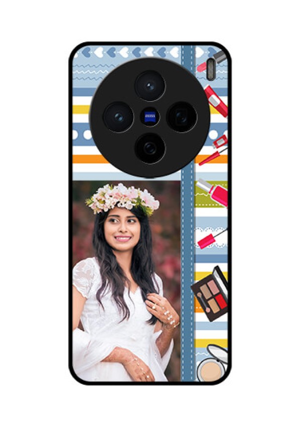 Vivo X200 5G Custom Glass Phone CaseMakeup Icons Design