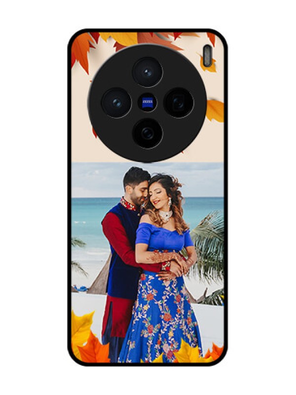 Custom Vivo X200 5G Custom Glass Phone CaseAutumn Maple Leaves Design