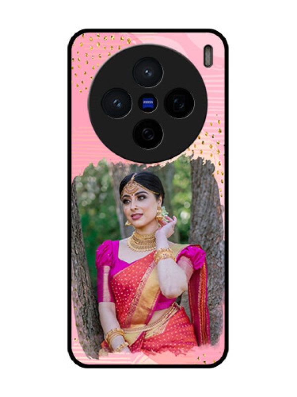 Custom Vivo X200 5G Custom Glass Phone CaseGold Glitter Splash Design