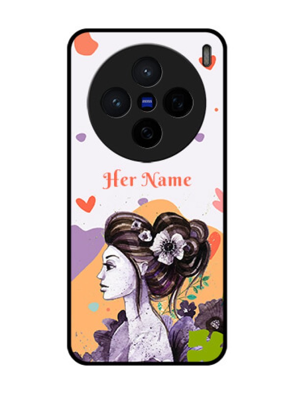 Custom Vivo X200 5G Custom Glass Phone CaseWoman And Nature Design