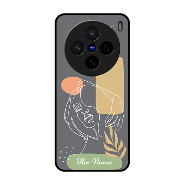 Vivo X200 5G Custom Glass Phone CaseGazing Woman Line Art Design