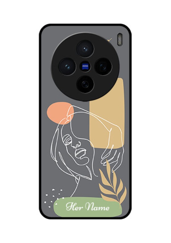 Vivo X200 5G Custom Glass Phone CaseGazing Woman Line Art Design