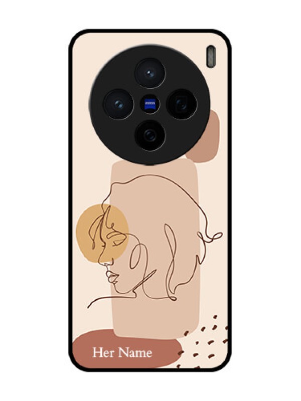 Custom Vivo X200 5G Custom Glass Phone CaseCalm Woman Line Art Design