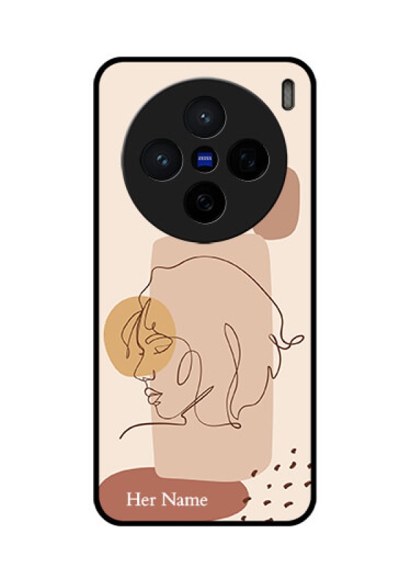 Vivo X200 5G Custom Glass Phone CaseCalm Woman Line Art Design