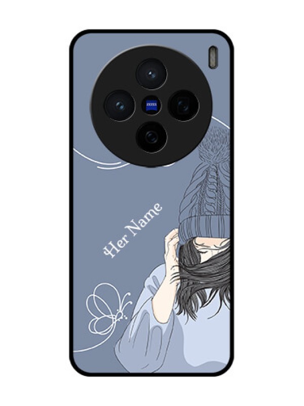 Custom Vivo X200 5G Custom Glass Phone CaseGirl In Winter Outfit Design