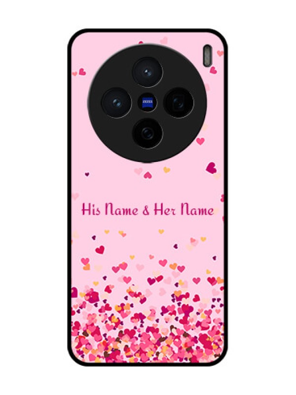 Custom Vivo X200 5G Custom Glass Phone CaseFloating Hearts Design