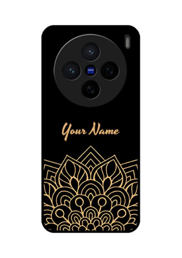 Vivo X200 5G Custom Glass Phone CaseGolden Mandala Design
