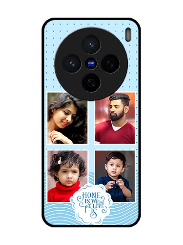 Custom Vivo X200 5G Custom Glass Phone CaseCute Love Quote With 4 Pic Upload Design