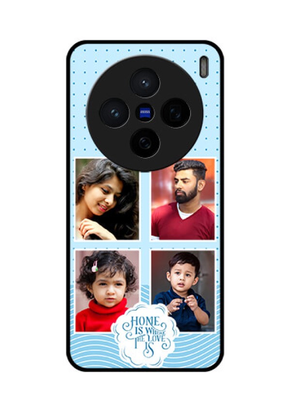 Vivo X200 5G Custom Glass Phone CaseCute Love Quote With 4 Pic Upload Design