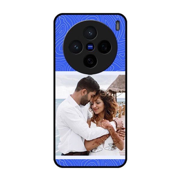 Vivo X200 5G Custom Glass Phone CaseCurved Line Art With Blue And White Design Vivo X200 5G Custom Glass Phone CaseCurved Line Art With Blue And White Design