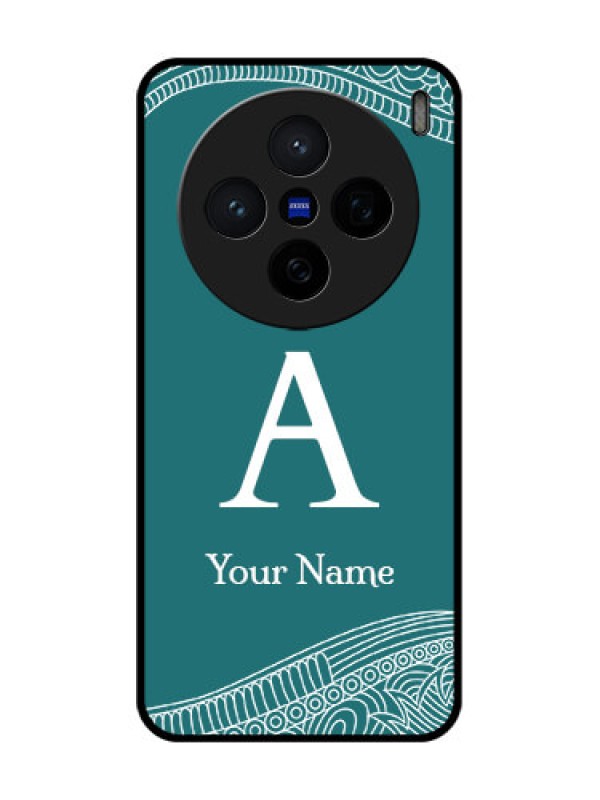 Custom Vivo X200 5G Custom Glass Phone CaseLine Art Pattern With Custom Name Design