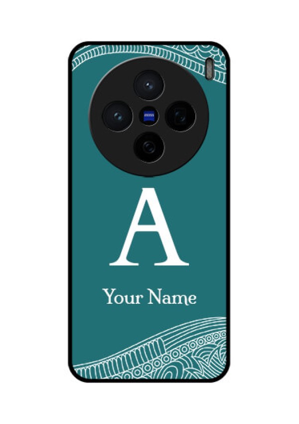 Vivo X200 5G Custom Glass Phone CaseLine Art Pattern With Custom Name Design
