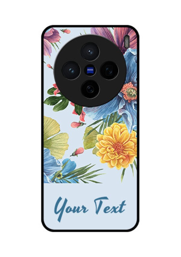 Vivo X200 5G Custom Glass Phone CaseStunning Watercolored Flowers Painting Design