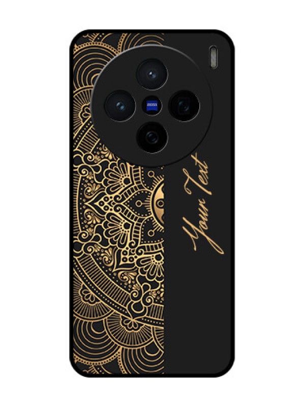 Custom Vivo X200 5G Custom Glass Phone CaseMandala Art With Custom Text Design