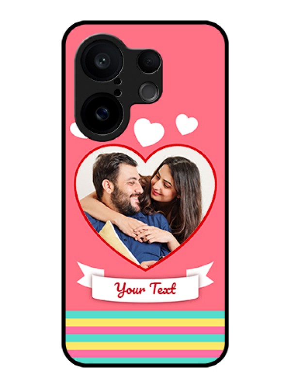 Custom Vivo X200 FE 5G Custom Glass Phone Case - Love Shapes Doodle Design