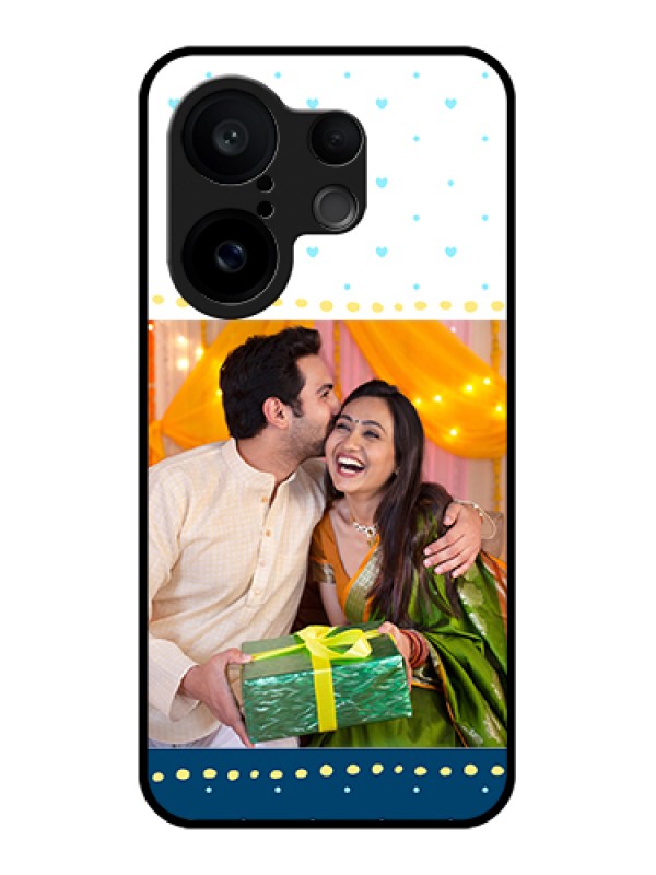 Custom Vivo X200 FE 5G Custom Glass Phone Case - White And Blue Abstract Design