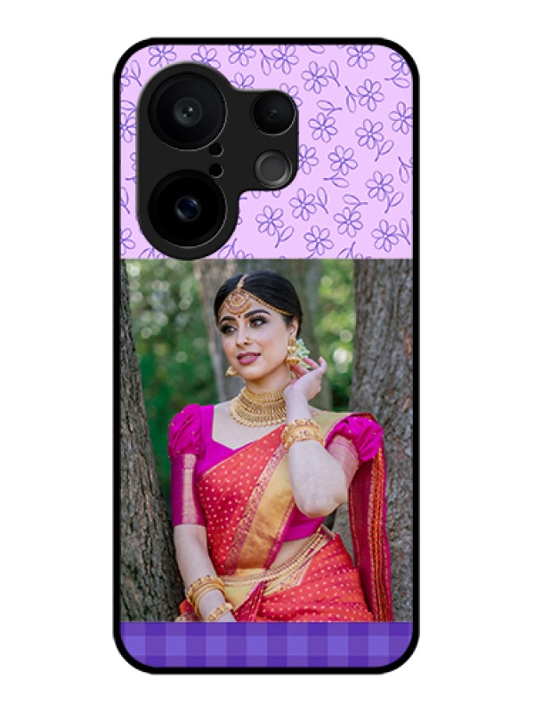 Custom Vivo X200 FE 5G Custom Glass Phone Case - Purple Floral Design